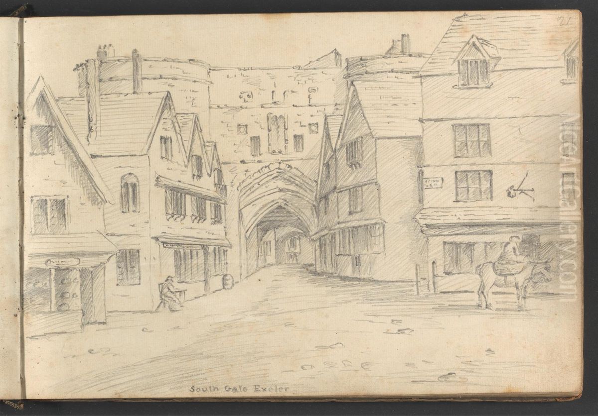 South Gate Exeter Oil Painting by William Brockedon