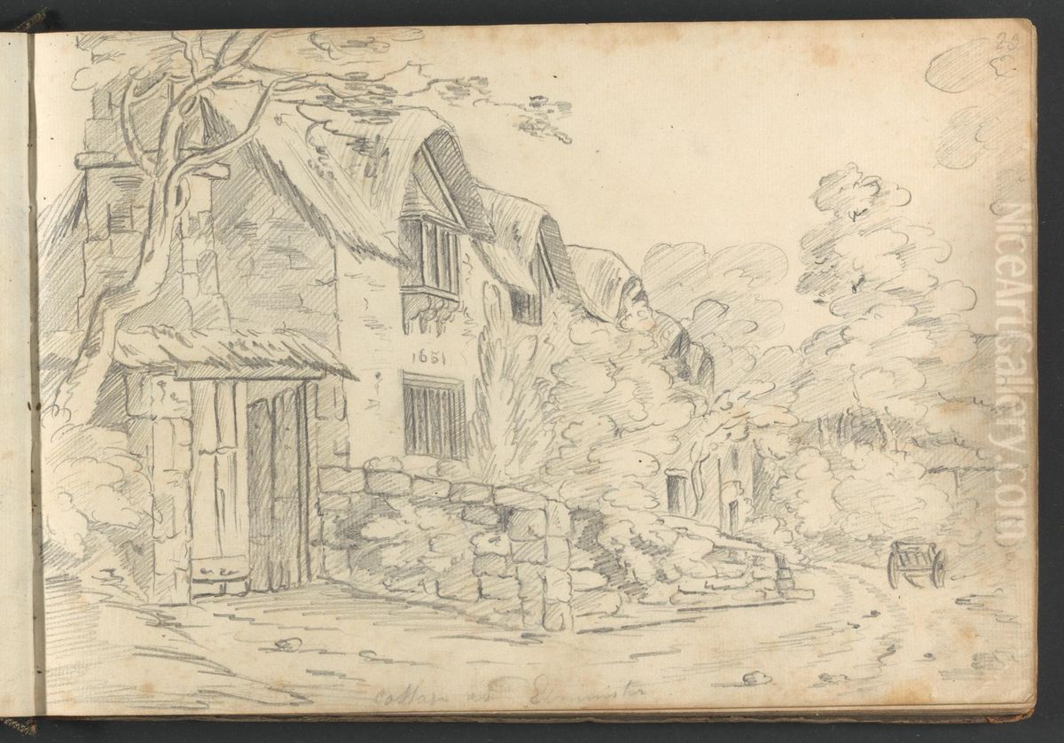 Cottage at Exminster Oil Painting by William Brockedon