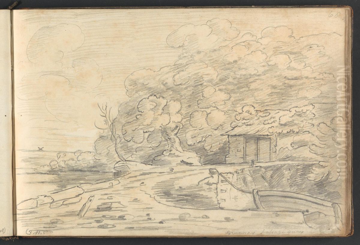 Harbor Quay (Inscription illegible) Oil Painting by William Brockedon