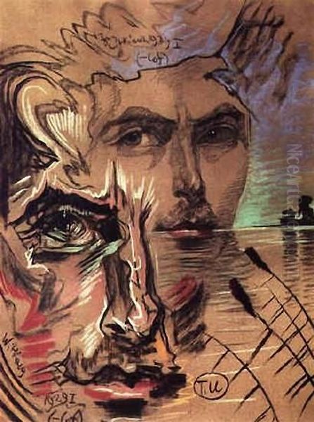 Witkacy - Portret Tadeusza Ficowskiego.jpg Oil Painting by Stanislaw Ignacy Witkiewicz (Witkacy)
