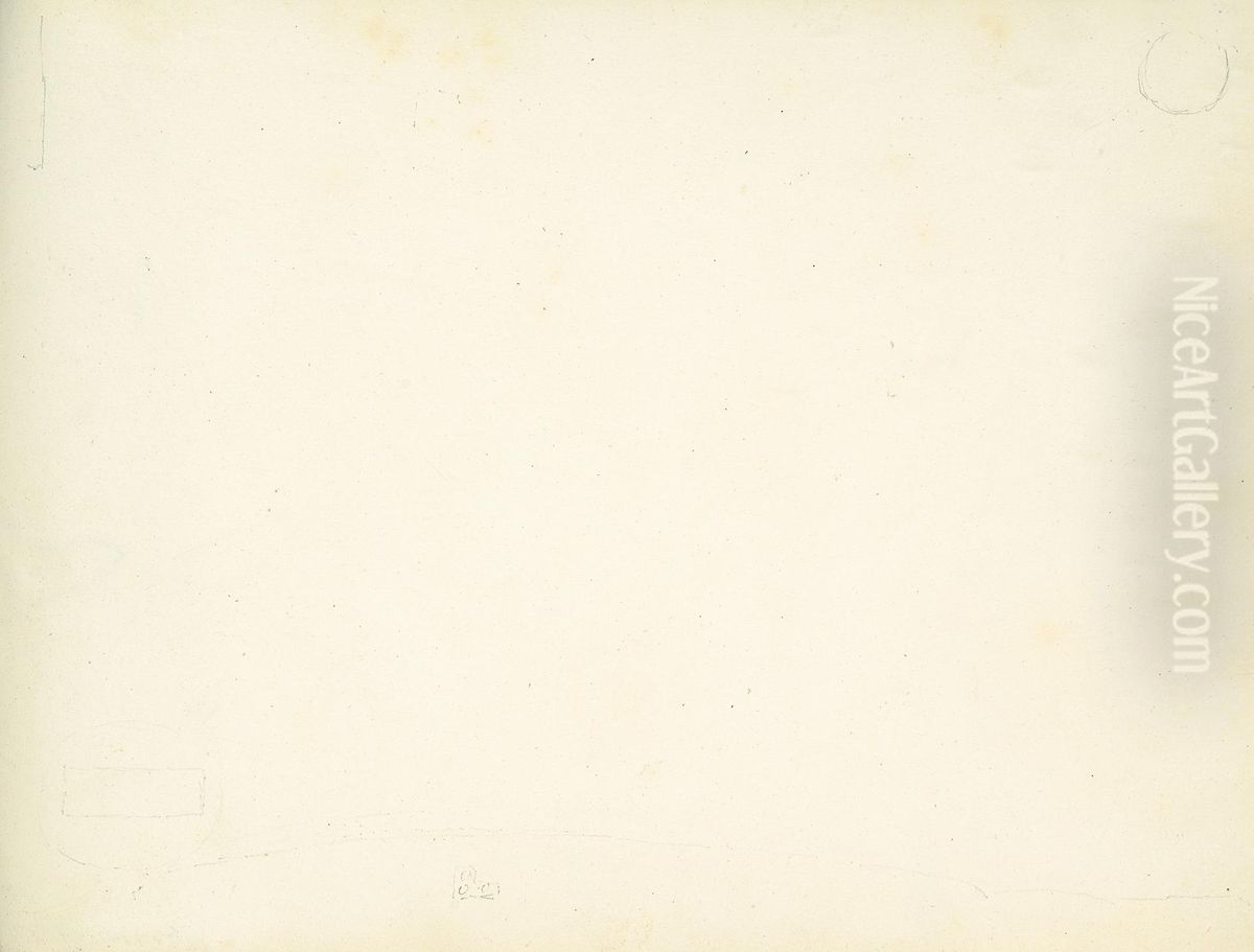 Very Faint Sketch, Possibly of a Landscape (?) Oil Painting by William Brockedon