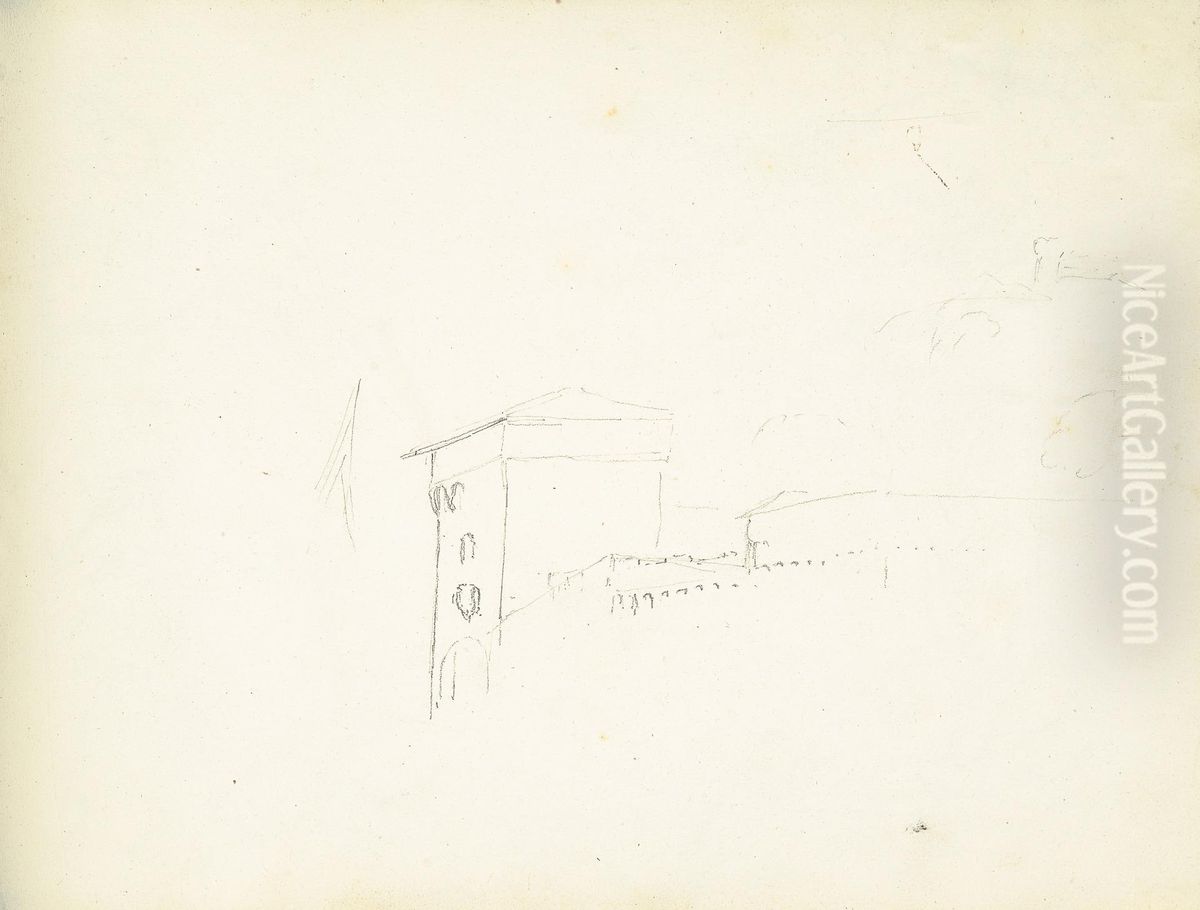Sketch of a Building Oil Painting by William Brockedon