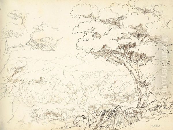 Landscape Scene Oil Painting by William Brockedon