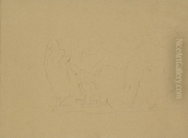 Sketch of Mountains Oil Painting by William Brockedon