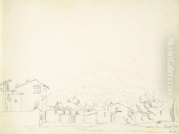 A View of Mount Coo with Building in the Foreground Oil Painting by William Brockedon