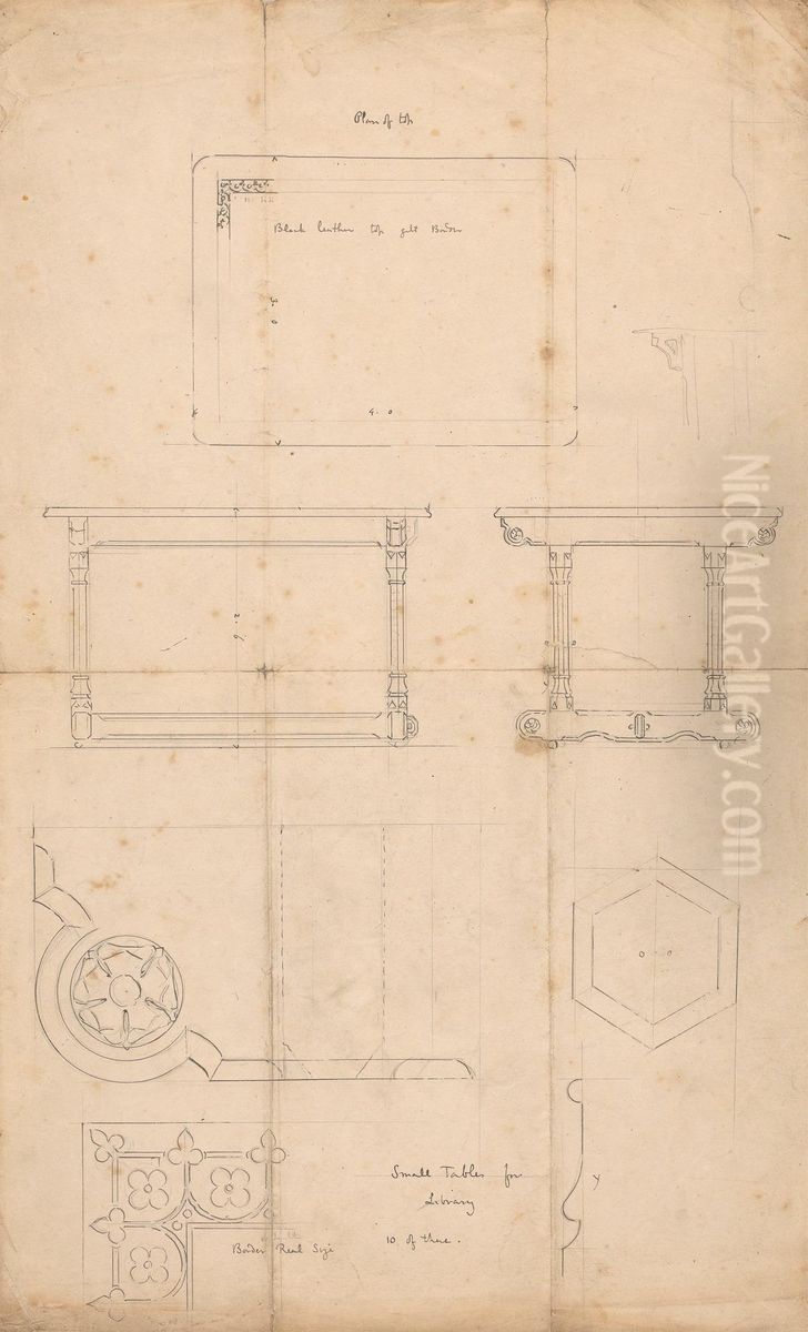 Design for Small Tables for the Library of the House of Lords Oil Painting by Augustus Pugin