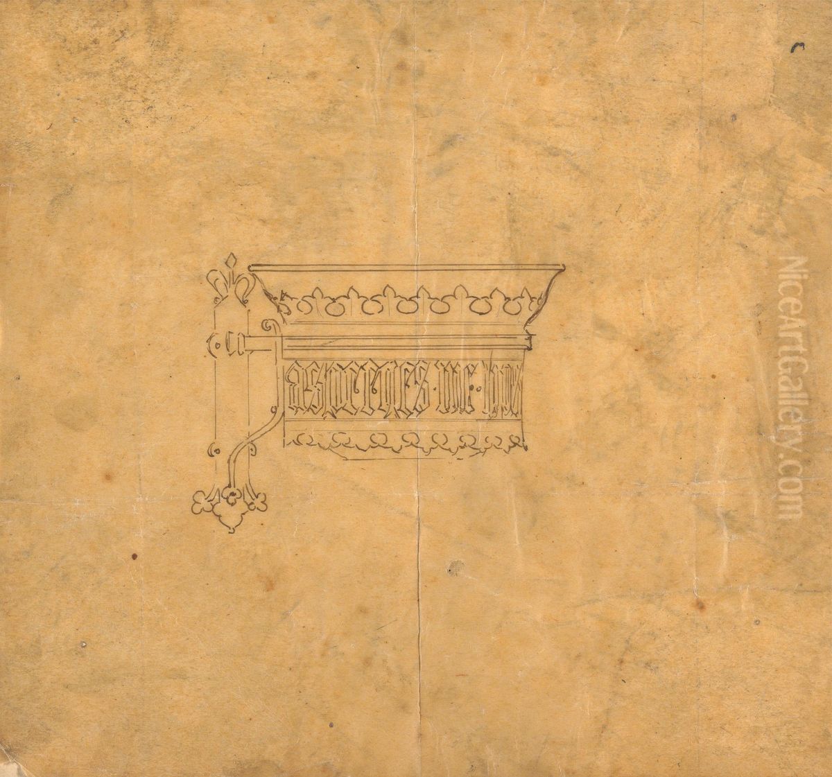 Design for a Gothic Wall Lamp Oil Painting by Augustus Pugin