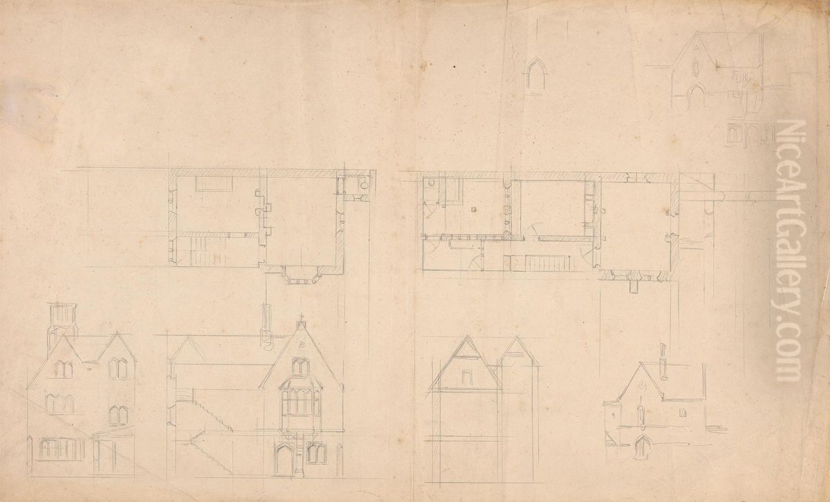 Elevations and Plans Oil Painting by Augustus Pugin