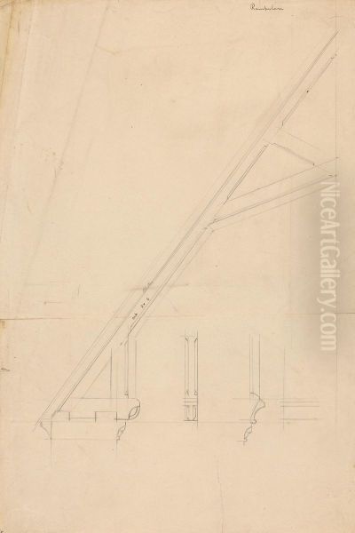 Design for the Roof Truss, Rampisham Rectory Oil Painting by Augustus Pugin