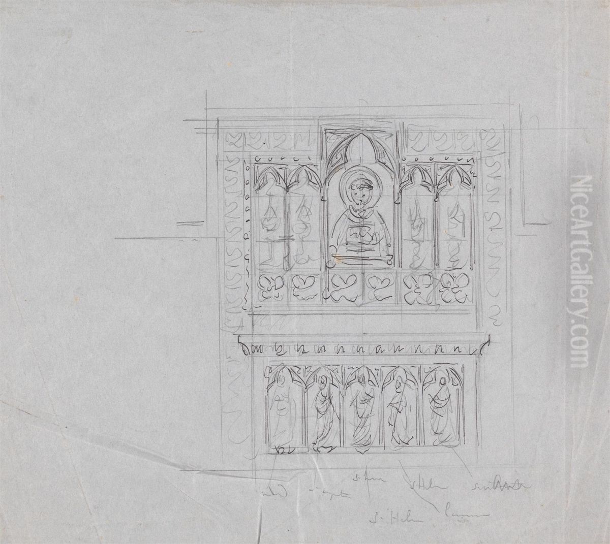 Design for a Stained Glass Window Oil Painting by Augustus Pugin
