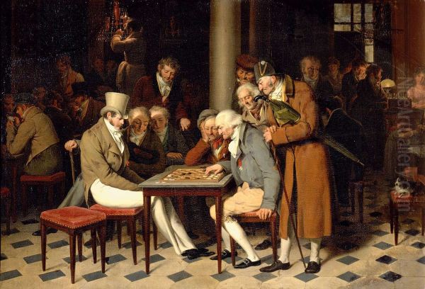 L'Interieur d'un cafe Oil Painting by Louis-Leopold Boilly