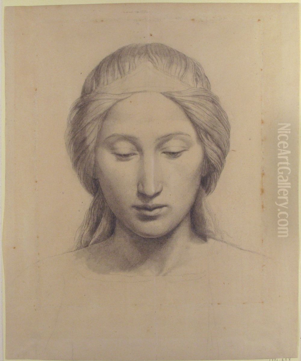 Head of an Angel Oil Painting by Alphonse Perin
