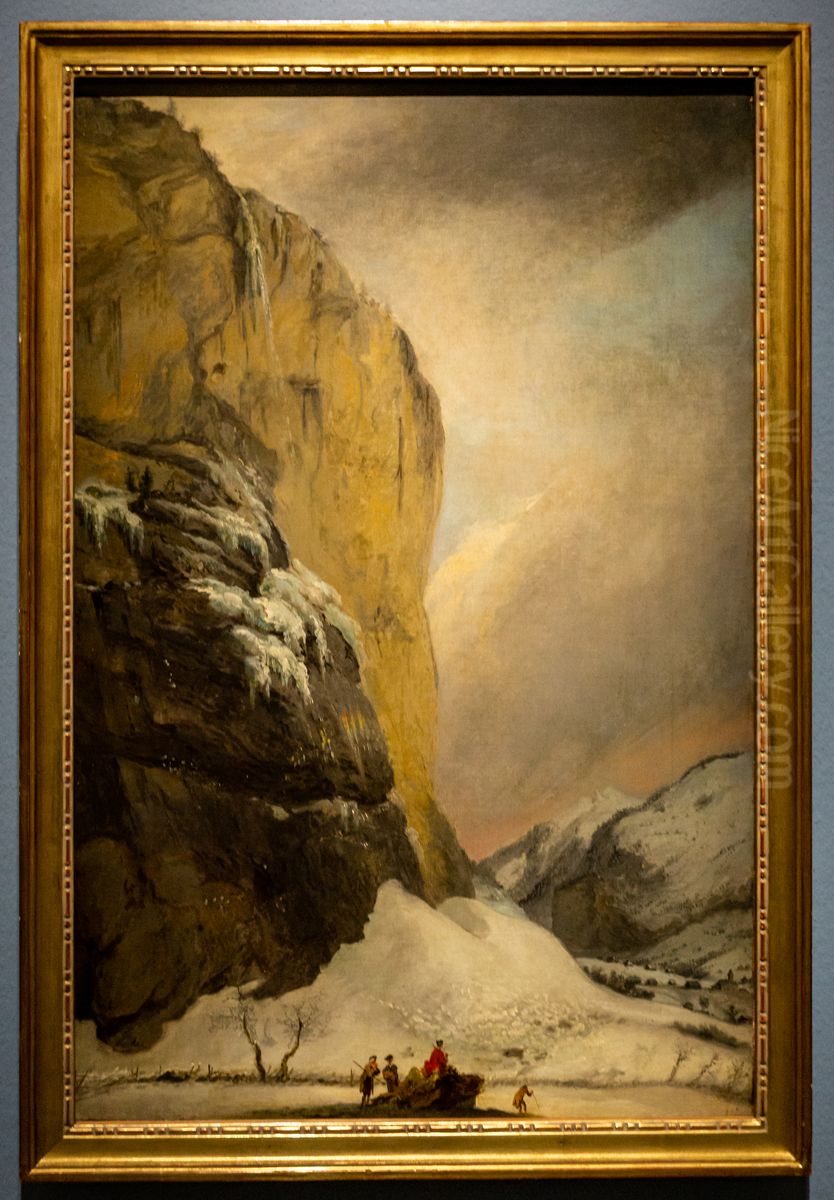 Second Staubbach Falls during the Winter Oil Painting by Caspar Wolf