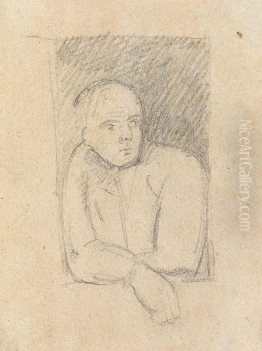 Study of a Figure Leaning out of a Window Oil Painting by Benjamin Haydon