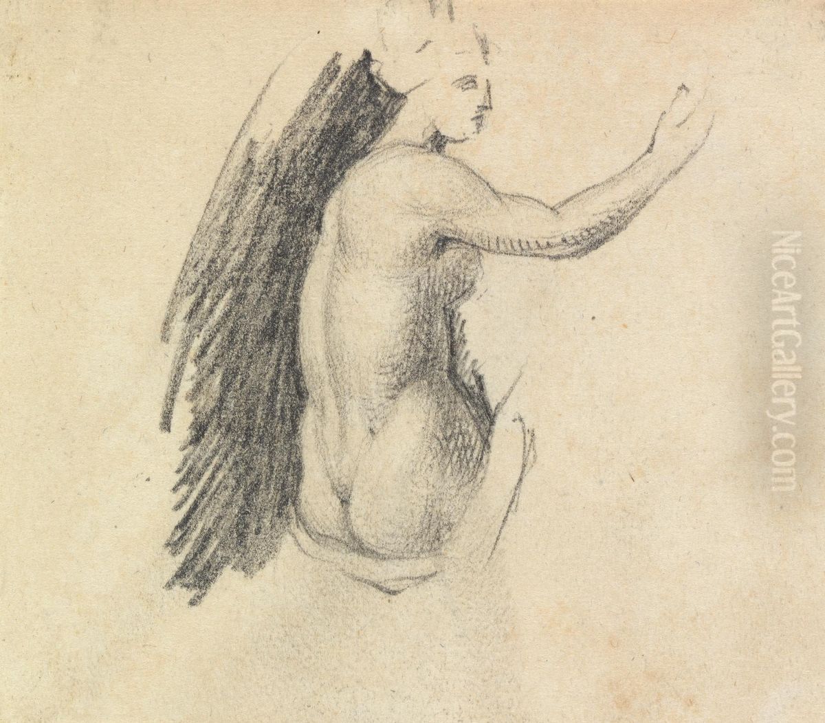 Study ot the Backside of a Nude Figure Oil Painting by Benjamin Haydon
