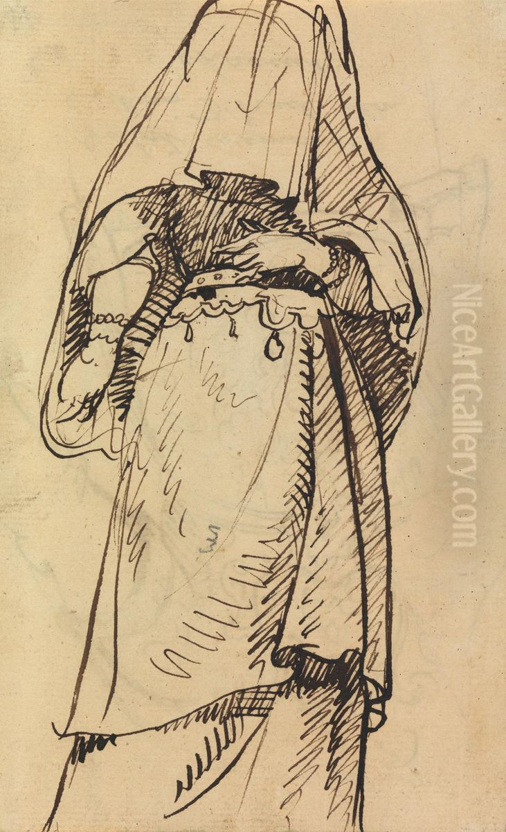Study of a Veiled Woman Oil Painting by Benjamin Haydon