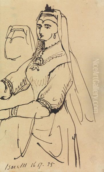 Study of a Woman Wearing a Headdress Oil Painting by Benjamin Haydon