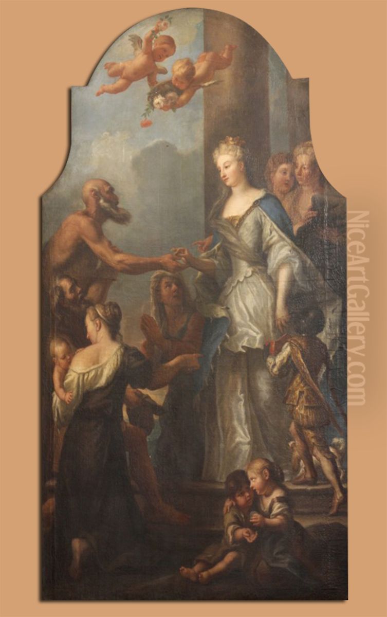 Sv. Elizabeta Ogrska deli miloscino ubogim Oil Painting by Anthoni Schoonjans