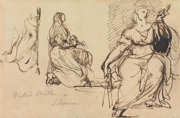 Studies of a Seated Woman Oil Painting by Benjamin Haydon