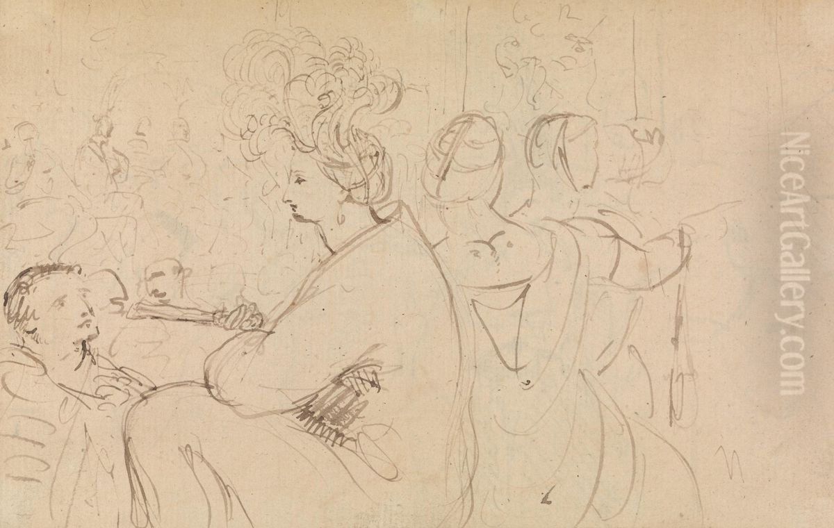 Study of Seated Figures Oil Painting by Benjamin Haydon