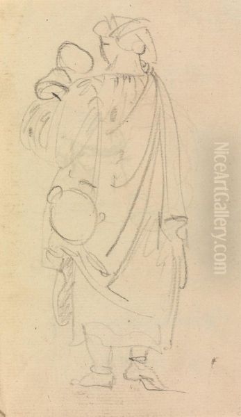 Study of a Woman, Carrying a Child Oil Painting by Benjamin Haydon