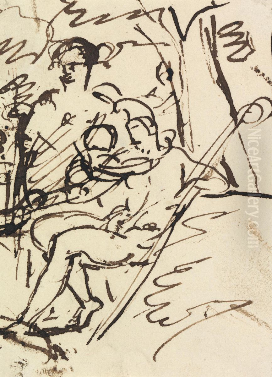 Figure Study of a Soldier Reclining Oil Painting by Benjamin Haydon