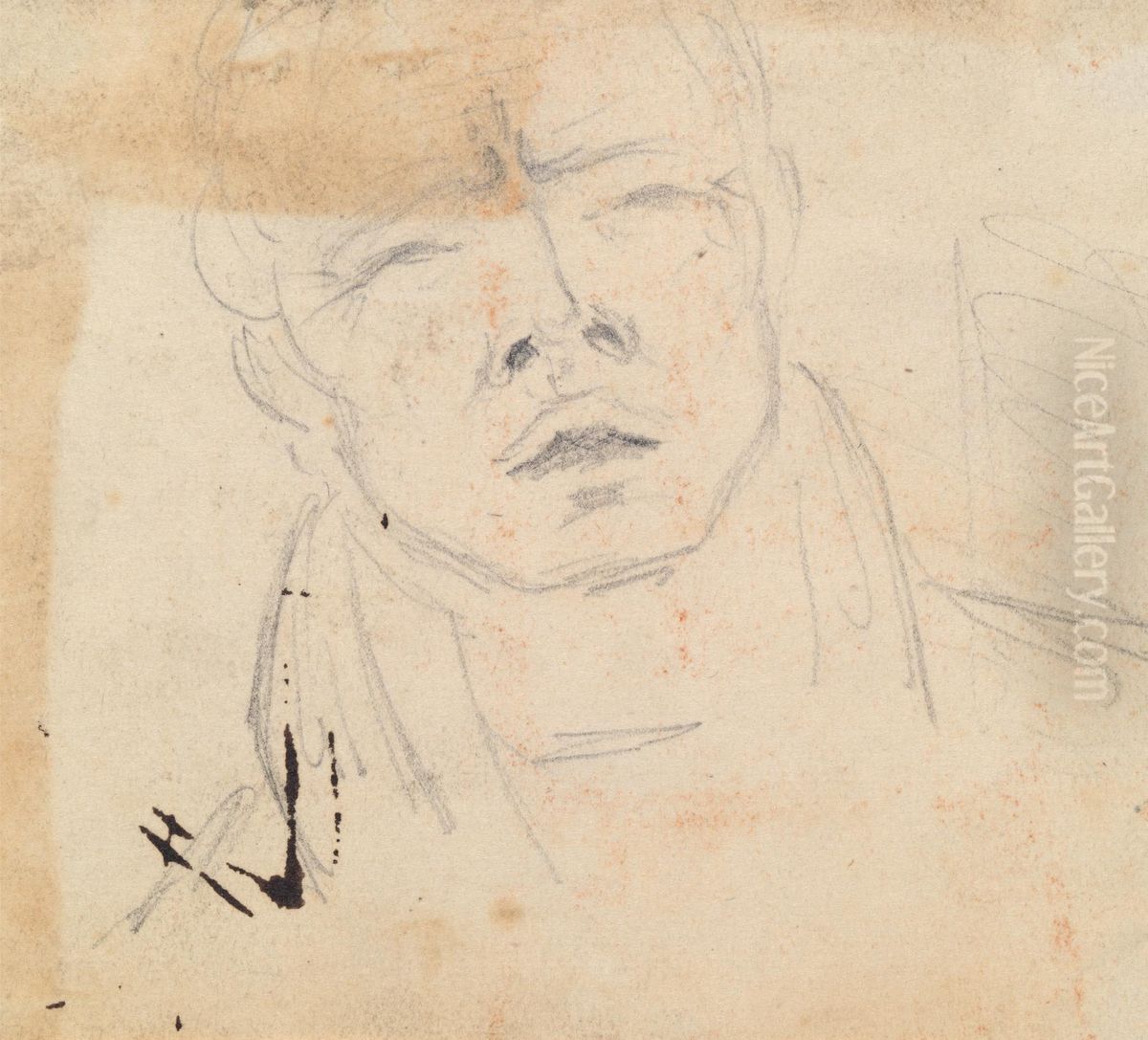 Study of a Man Sneezing Oil Painting by Benjamin Haydon