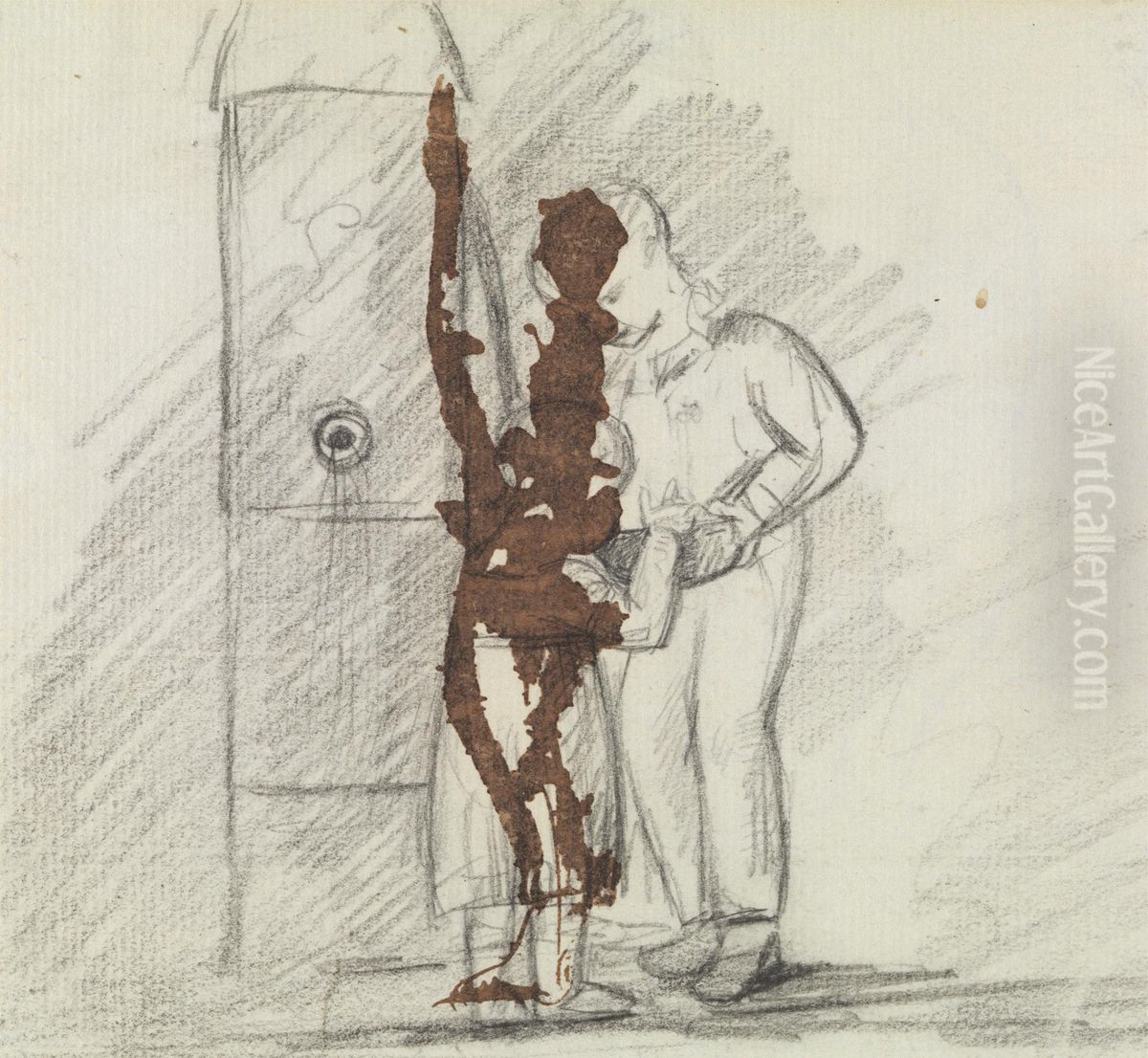 Study of Two Figures standing Together Oil Painting by Benjamin Haydon