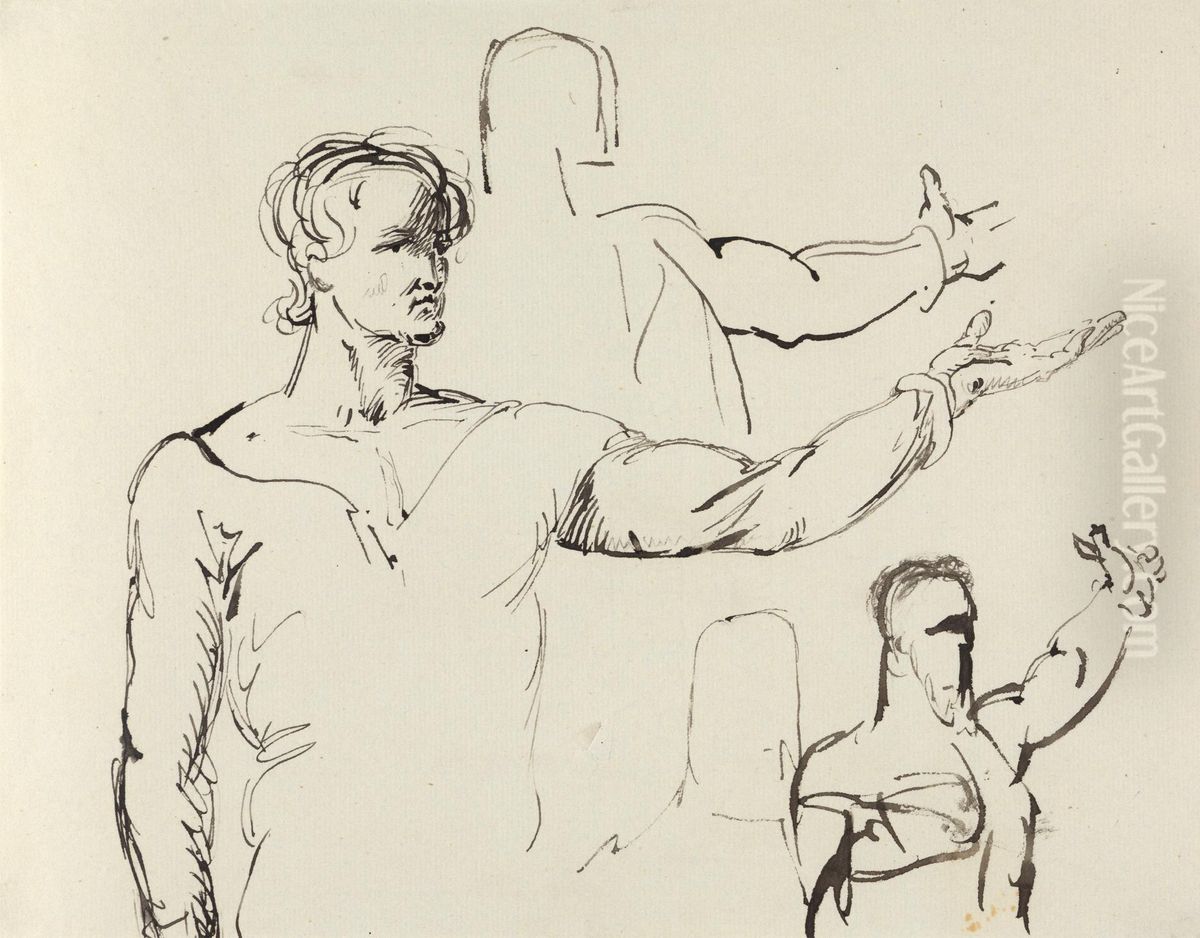 Study of a Man with Outstretched Arm Oil Painting by Benjamin Haydon