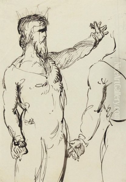 Study of a Man with Outstreched Arm Oil Painting by Benjamin Haydon