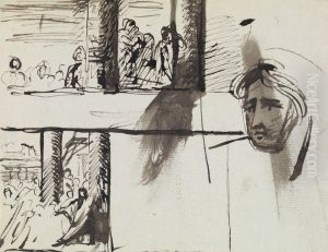 Study of a Group of Figures and a Study of a Man's Head