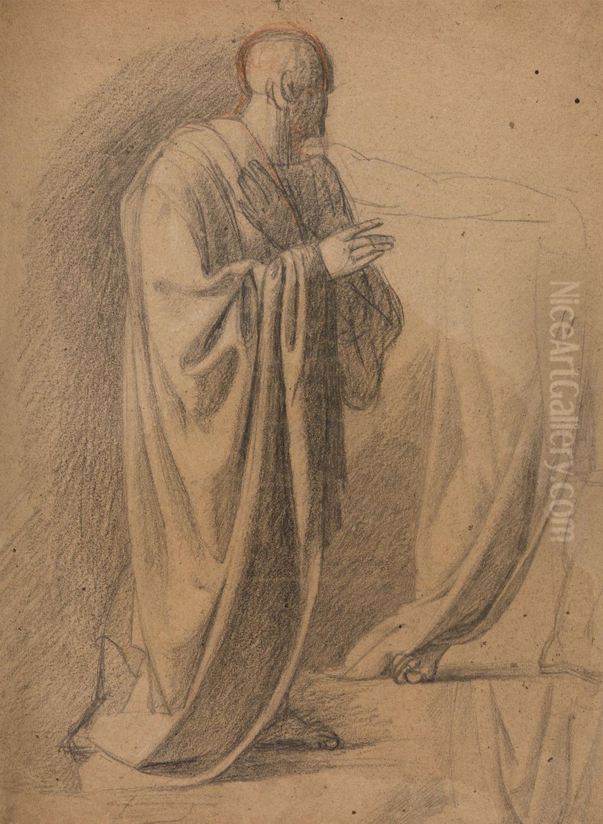 Study of a Man in a Long Robe Oil Painting by Benjamin Haydon
