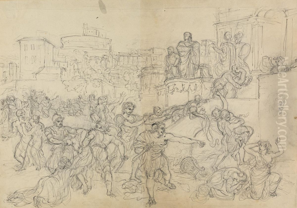Sketch of Goths Entering Rome, from Shakespeare's Play, Titus Andronicus Oil Painting by Robert Smirke