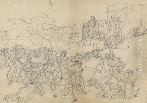 Sketch of Goths Entering Rome, from Shakespeare's Play, Titus Andronicus Oil Painting by Robert Smirke