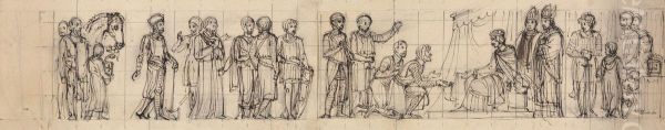 Study of Knights, Paying Homage, to the King Oil Painting by Robert Smirke