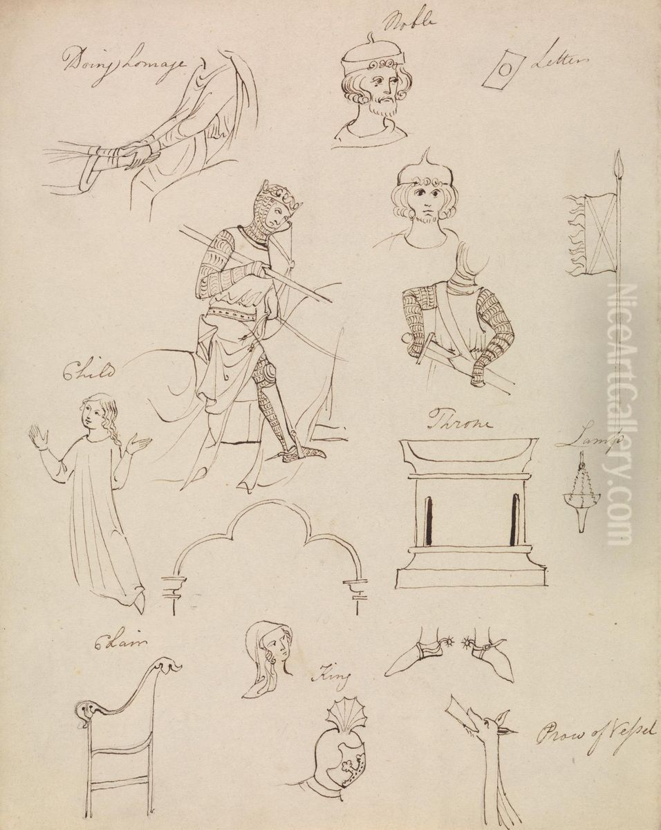 figure Studies for Medieval Noble Life Oil Painting by Robert Smirke