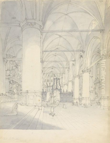 Interior of a Church Oil Painting by Robert Smirke
