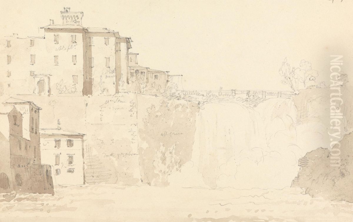Boncompagni Castle, and Isola del Liri Oil Painting by Robert Smirke
