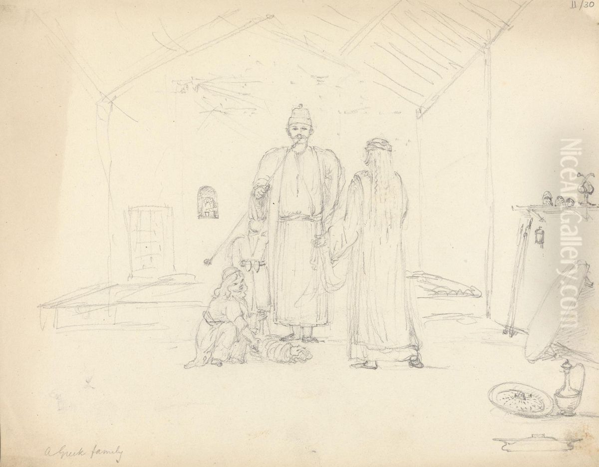 A Greek Family Oil Painting by Robert Smirke