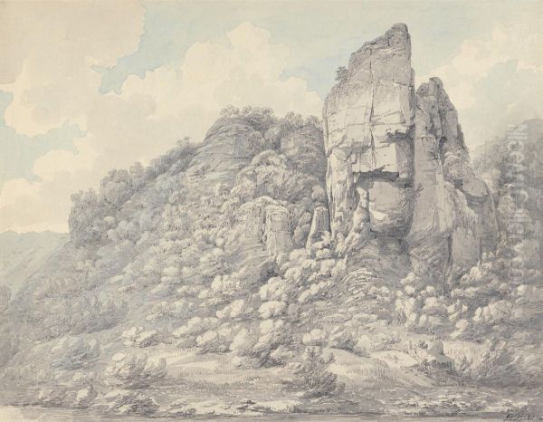 Rocks in Derbyshire Oil Painting by John Webber