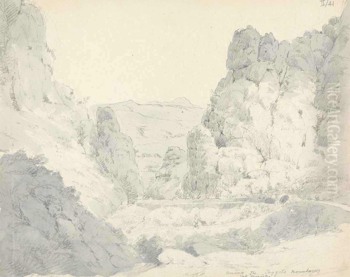 Among the Taygetos Mountains of Mystras Oil Painting by Robert Smirke