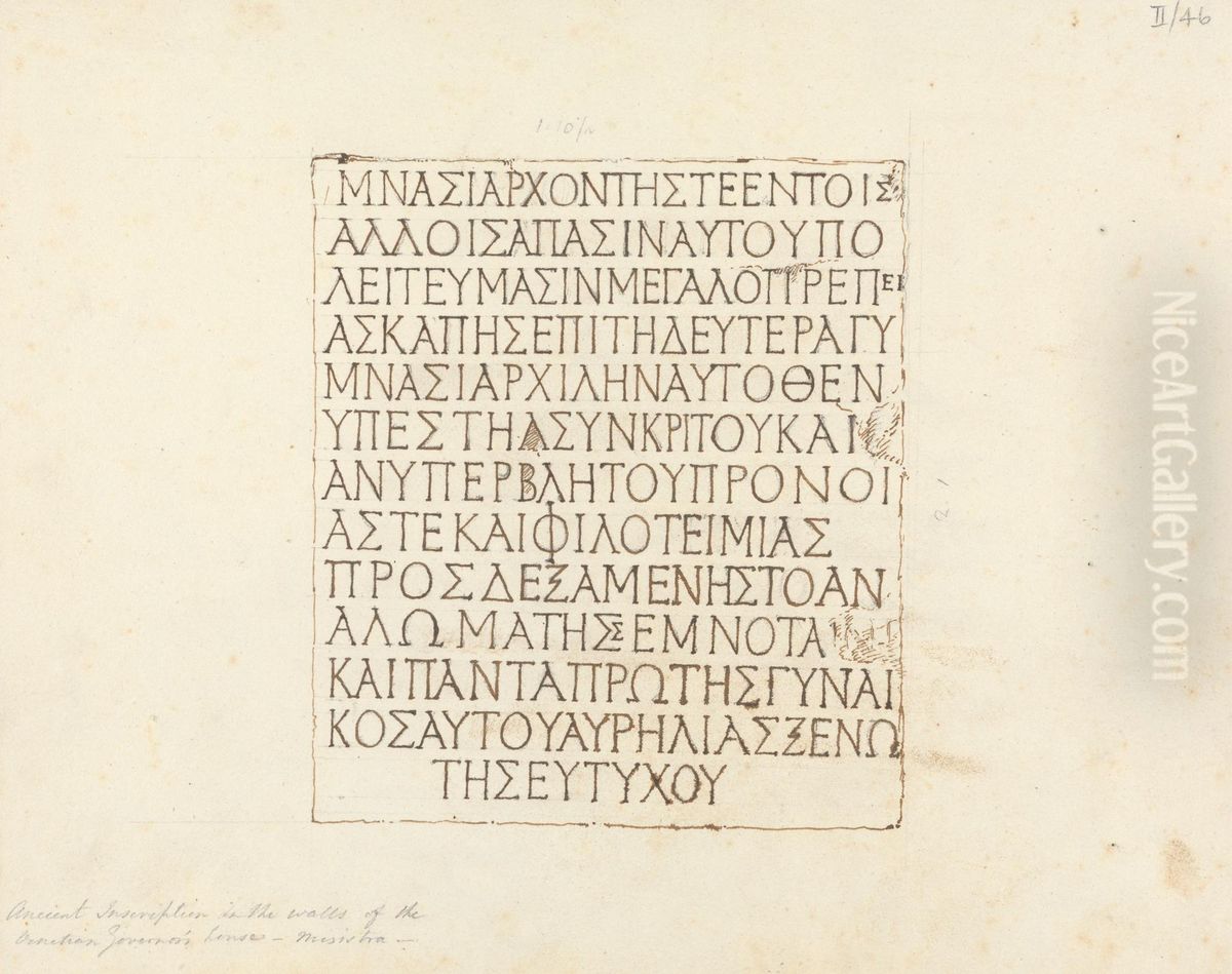 Ancient Inscription in the Walls of the Venetian Govenor's House, Mystras Oil Painting by Robert Smirke