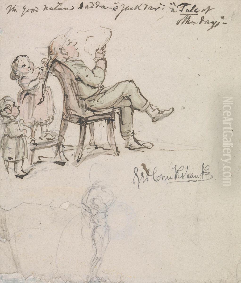 The Good-Natured Dadda Oil Painting by George Cruikshank I