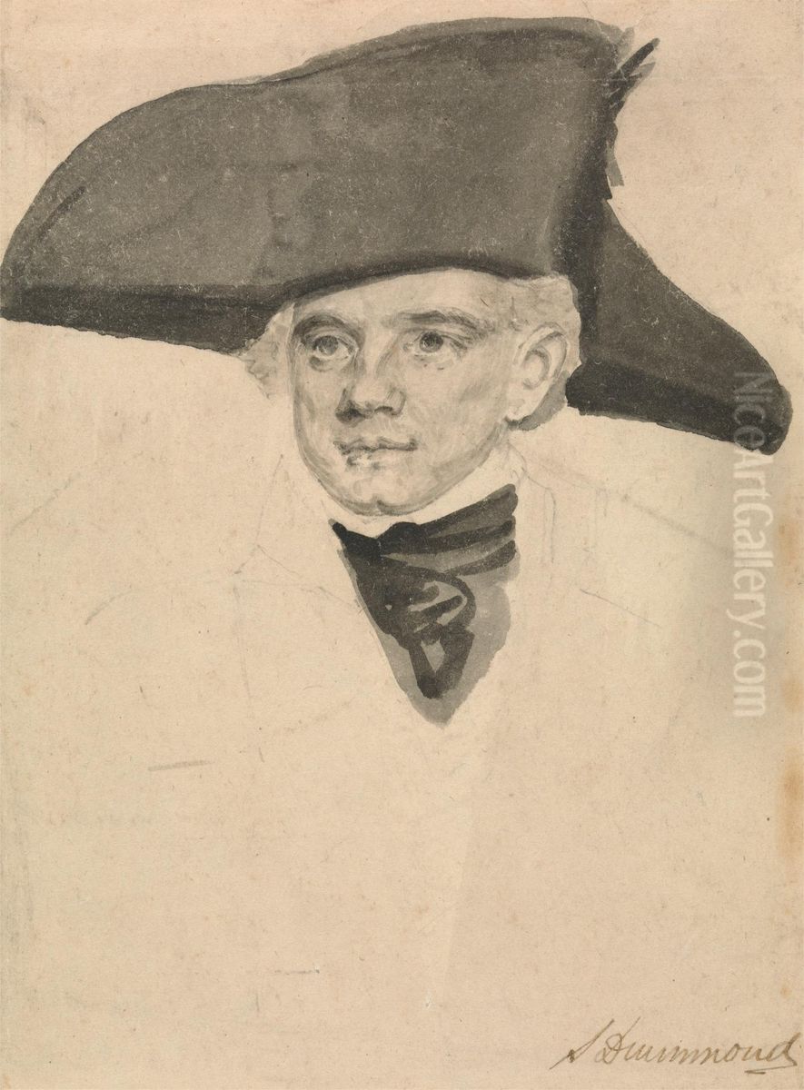 Portrait Study of a Naval Officer Oil Painting by Samuel Drummond