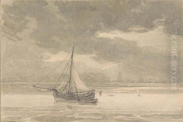The Thames from the Ship Inn, Greenwich Oil Painting by Thomas Hearne