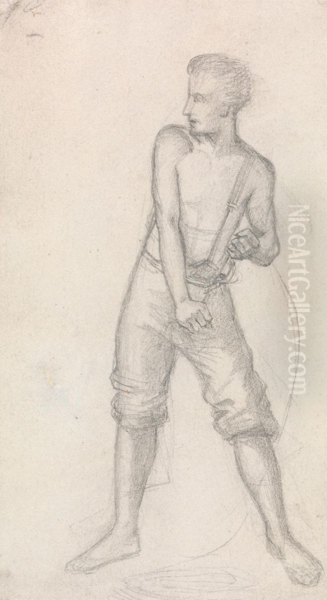 Study of a Youth Oil Painting by Sir John Everett Millais