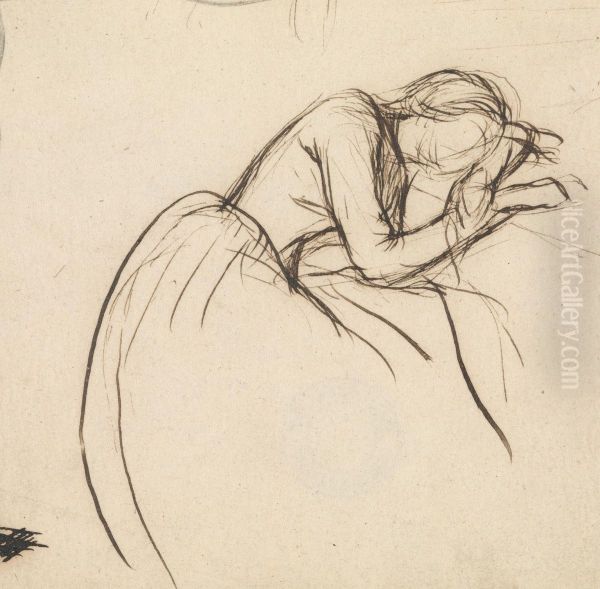 A Woman Bowed in Grief Oil Painting by John Everett Millais
