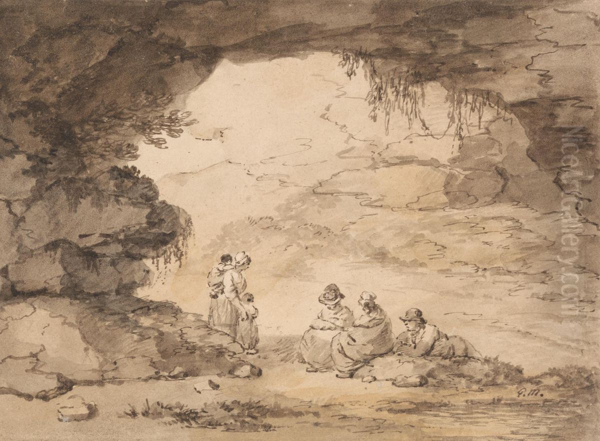 Peasants in a Grotto Oil Painting by George Morland