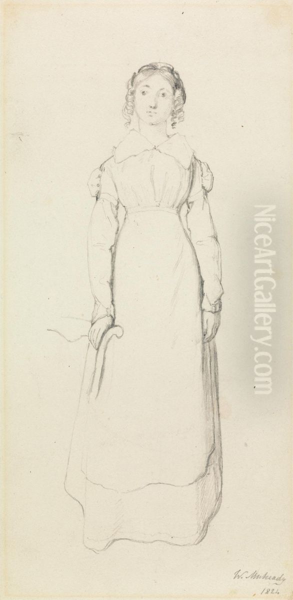 Woman with Ringlets, Standing Oil Painting by William Mulready