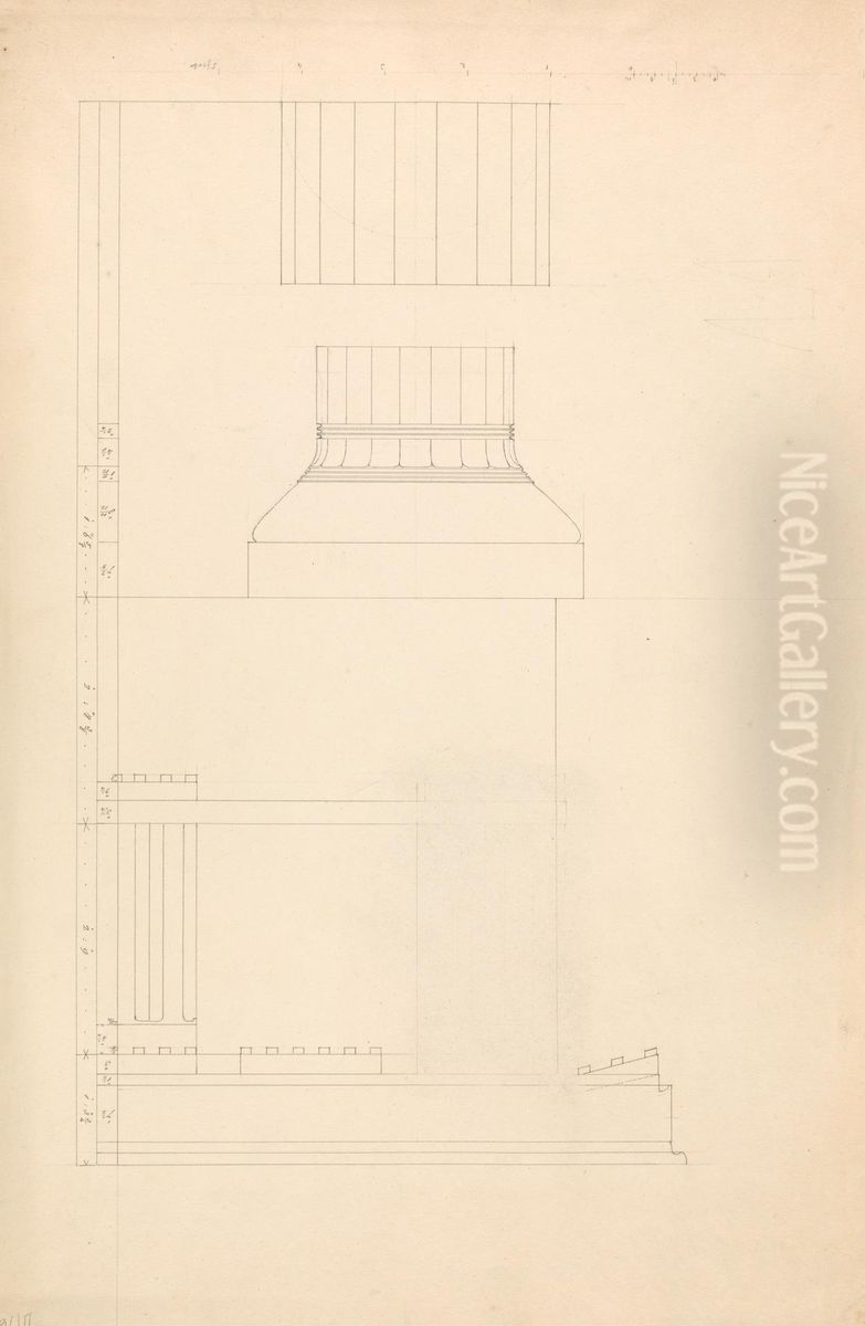 Architectural Drawing of a Temple Oil Painting by Robert Smirke